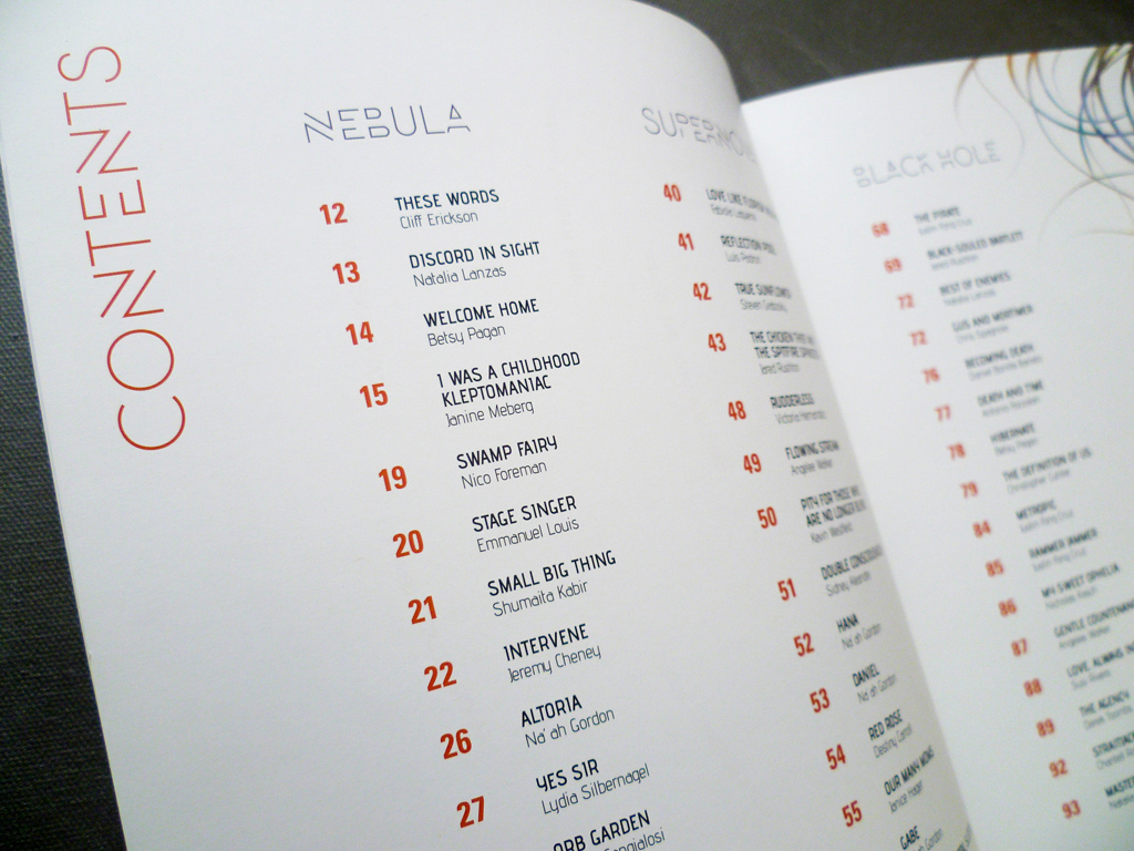 Phoenix Stellar Magazine TOC Page close-up